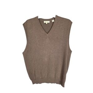 Peter Millar Sweater Vest Mens Large Brown V Neck Pullover Preppy Cashmere Blend